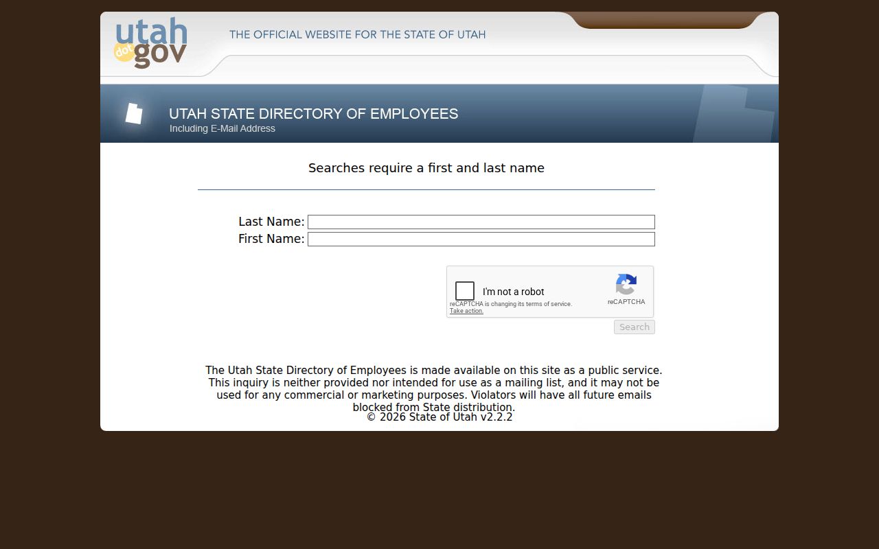 Washington people directories access to the Utah state employee phonebook