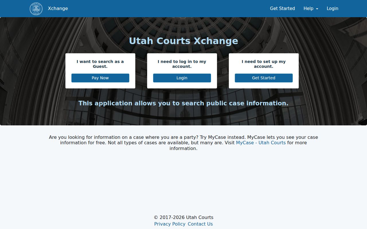 Washington people search through the Utah XChange court case portal