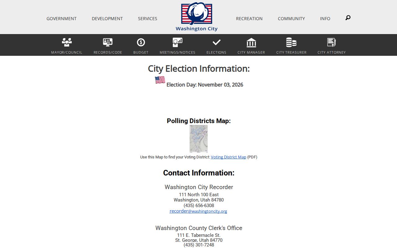 Washington voter registration and city elections information