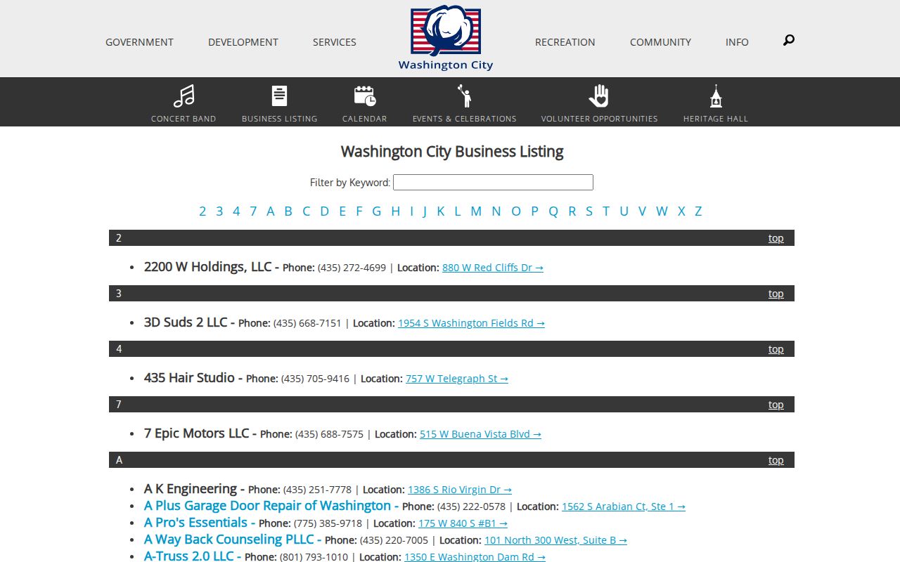 Washington people directories featuring the city public business listing