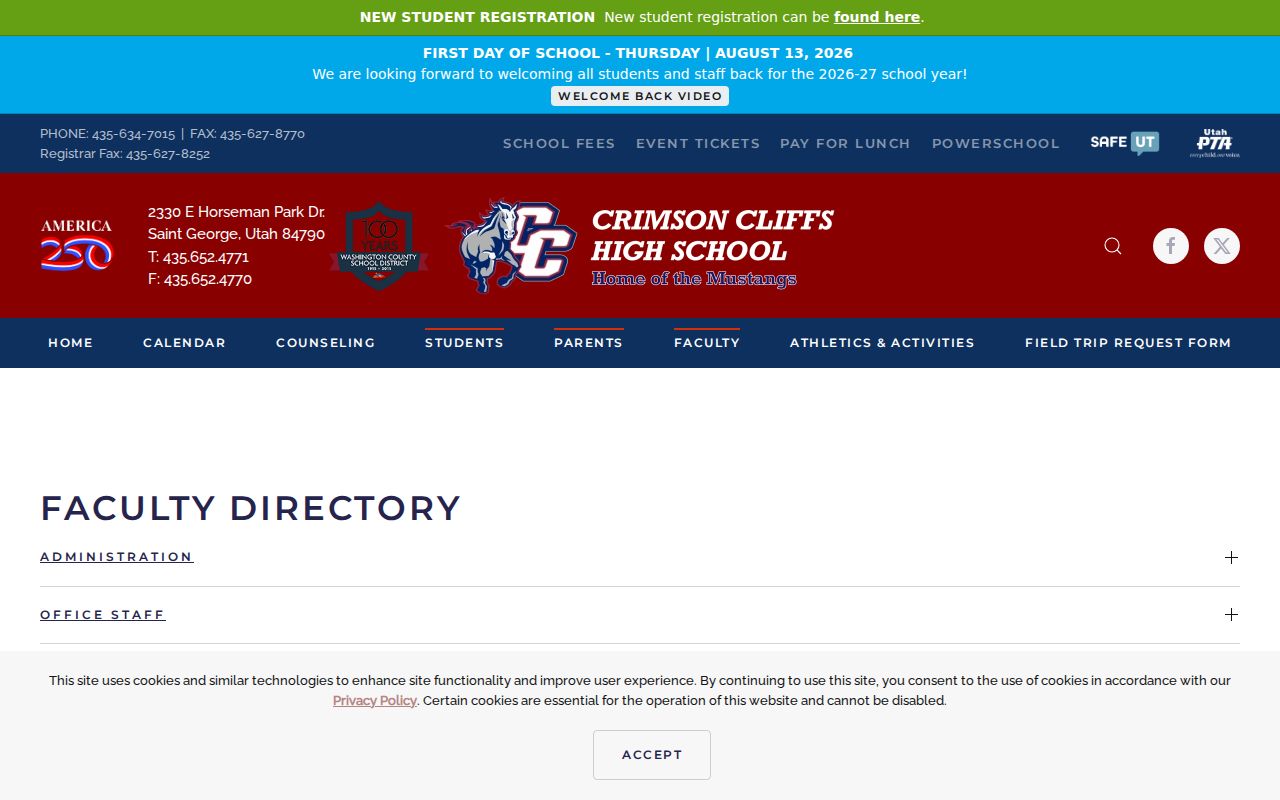 Washington people directories with Crimson Cliffs High faculty listings