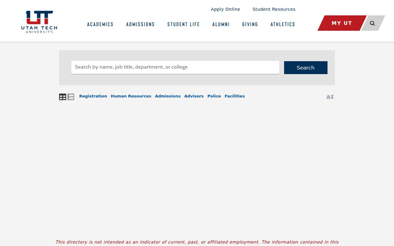 Washington people directories using the Utah Tech campus directory