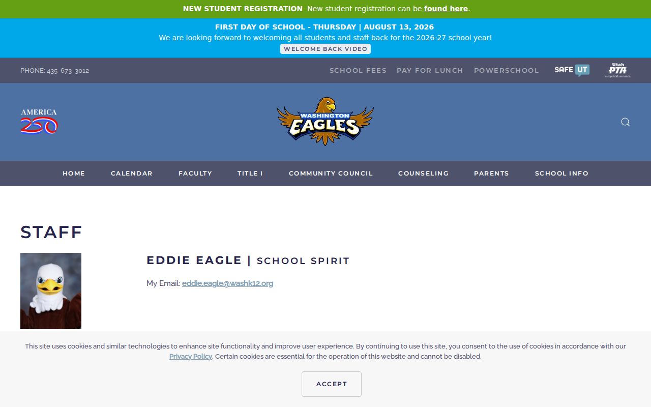 Washington people directories showing Washington Elementary staff